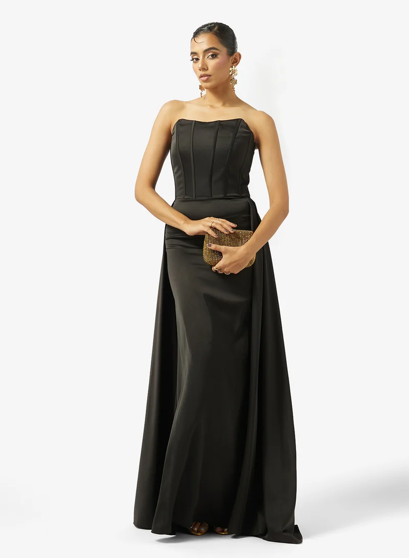 Akadia Fashion  STRAPLESS EXTENDED TAIL SATIN DRESS for Women | Best Price UAE